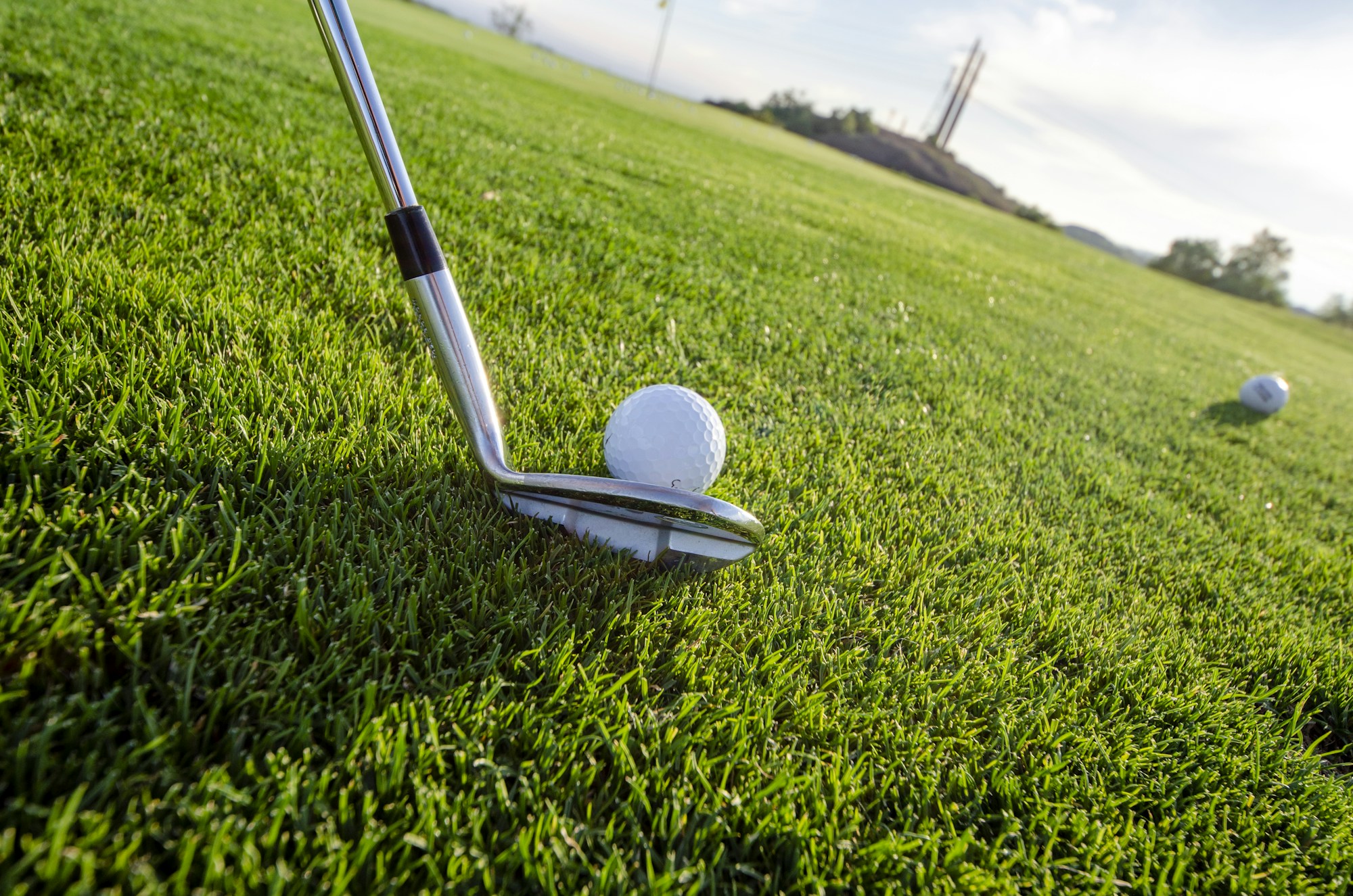 White golf club on green grass